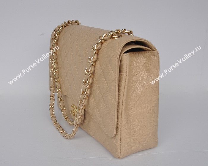 Chanel 58601 maxi large caviar leather classic handbag apricot bag 5673