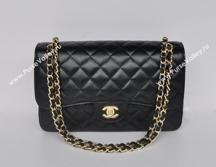 Chanel 58600 JUMBO classic flap handbag black bag 5676