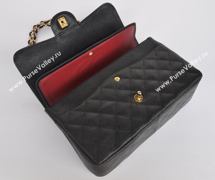 Chanel 58600 caviar JUMBO classic flap handbag black bag 5679