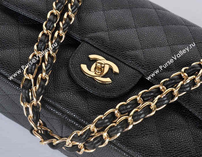 Chanel 58600 caviar JUMBO classic flap handbag black bag 5679