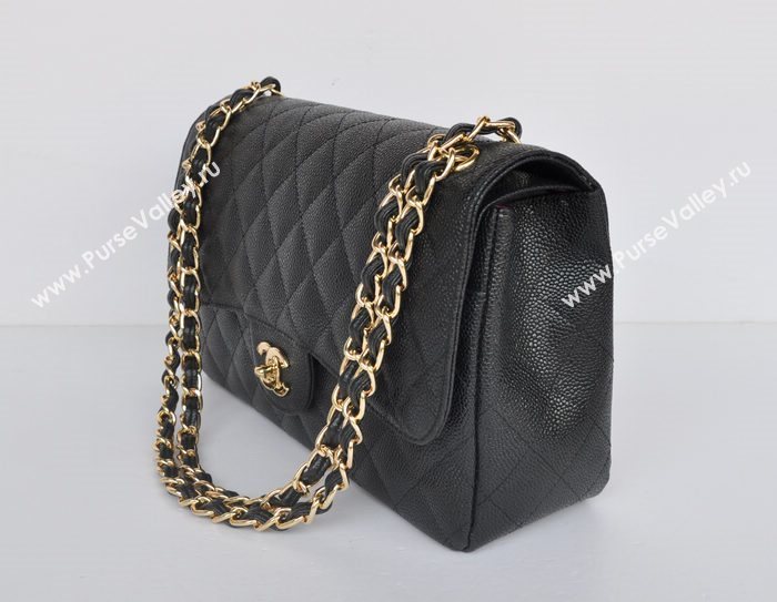 Chanel 58600 caviar JUMBO classic flap handbag black bag 5679