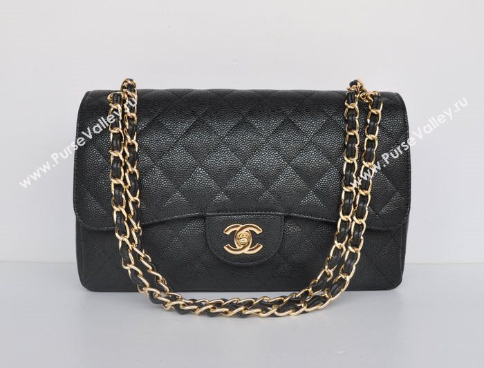 Chanel 58600 caviar JUMBO classic flap handbag black bag 5679