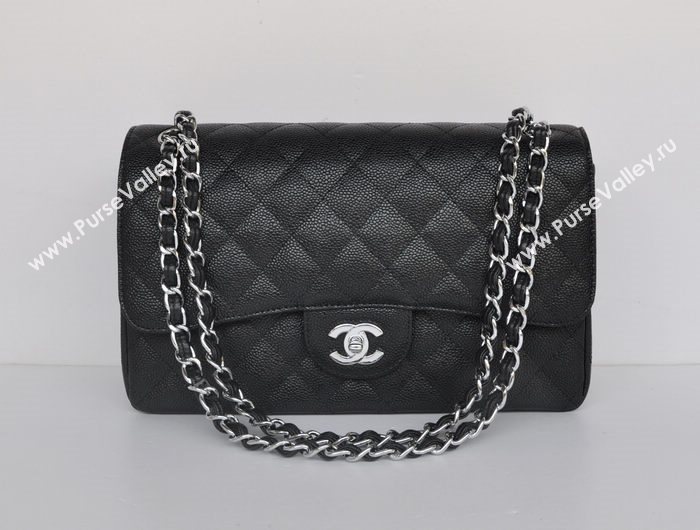 Chanel 58600 caviar JUMBO classic flap handbag black bag 5680