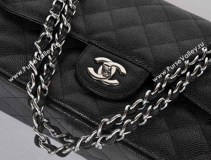 Chanel 58600 caviar JUMBO classic flap handbag black bag 5680