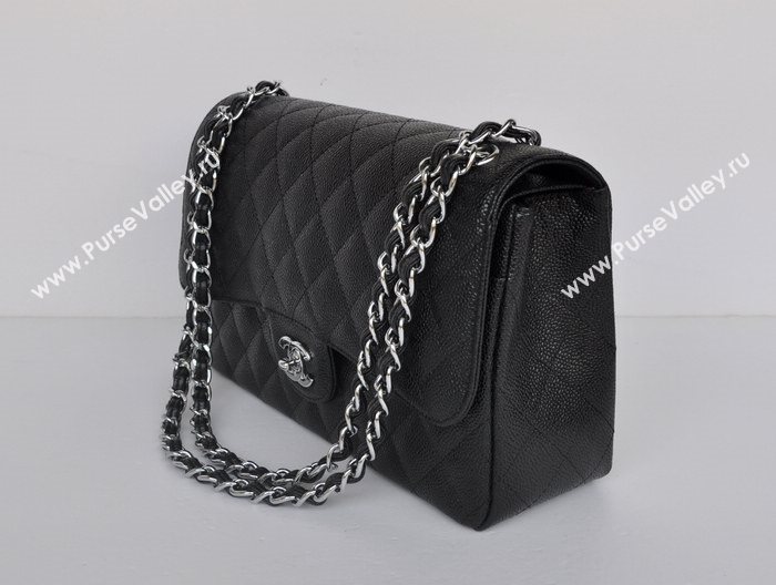 Chanel 58600 caviar JUMBO classic flap handbag black bag 5680