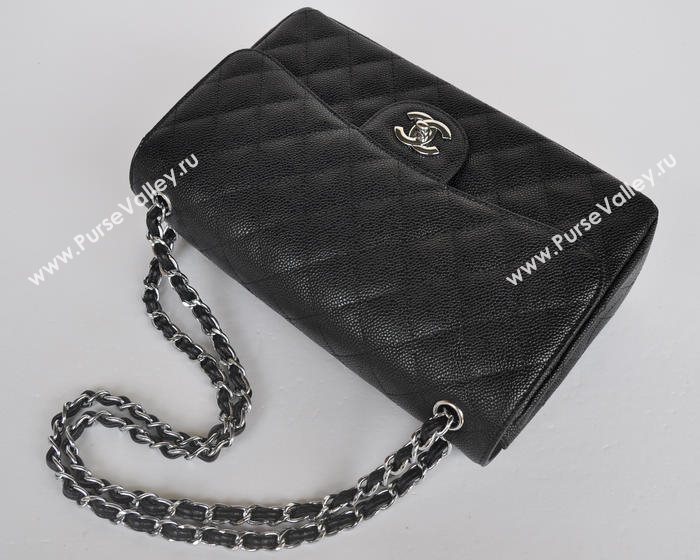 Chanel 58600 caviar JUMBO classic flap handbag black bag 5680