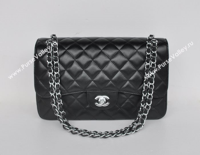 Chanel 58600 JUMBO classic flap handbag black bag 5681