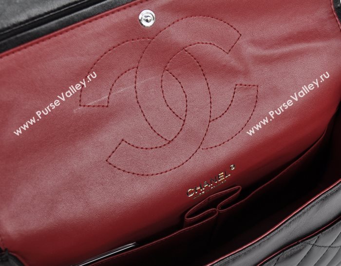 Chanel 58600 JUMBO classic flap handbag black bag 5681