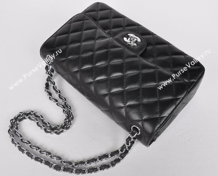 Chanel 58600 JUMBO classic flap handbag black bag 5681