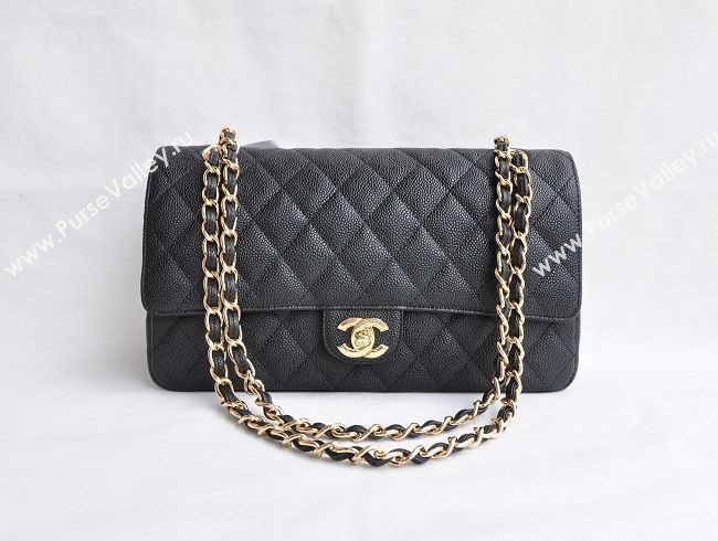 Chanel 1113 large caviar classic flap handbag black bag 5682