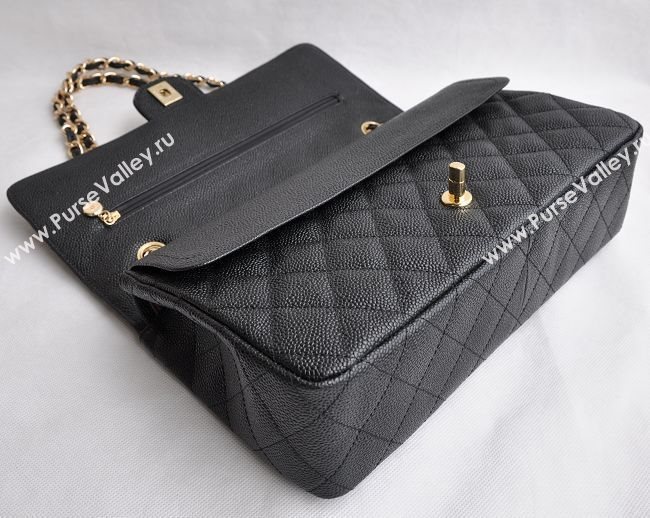 Chanel 1113 large caviar classic flap handbag black bag 5682