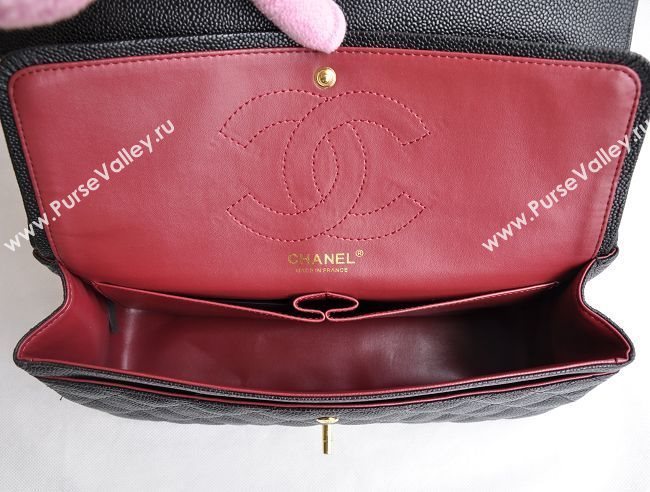 Chanel 1113 large caviar classic flap handbag black bag 5682