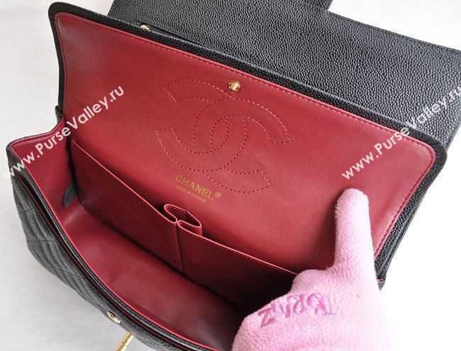 Chanel 1113 large caviar classic flap handbag black bag 5682