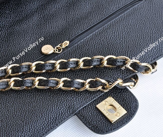 Chanel 1113 large caviar classic flap handbag black bag 5682