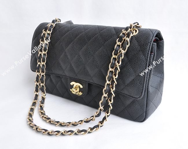 Chanel 1113 large caviar classic flap handbag black bag 5682