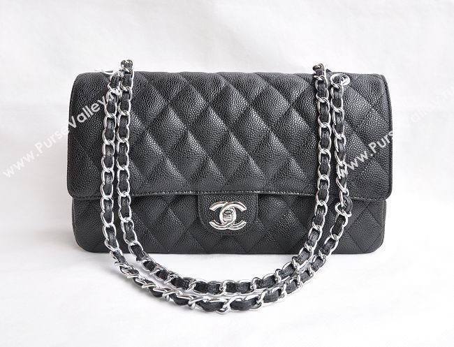 Chanel 1113 large caviar classic flap handbag black bag 5683