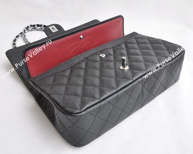 Chanel 1113 large caviar classic flap handbag black bag 5683