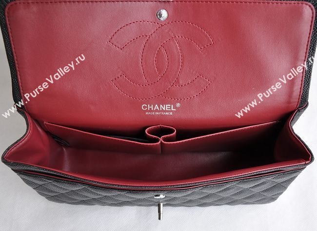 Chanel 1113 large caviar classic flap handbag black bag 5683