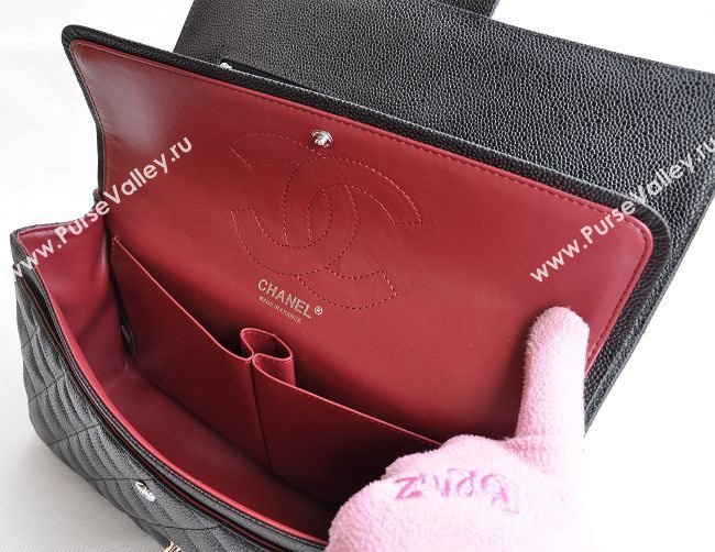 Chanel 1113 large caviar classic flap handbag black bag 5683