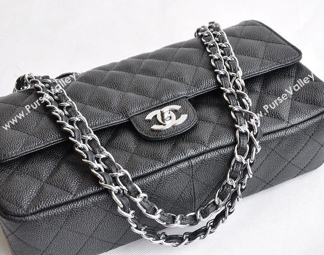 Chanel 1113 large caviar classic flap handbag black bag 5683