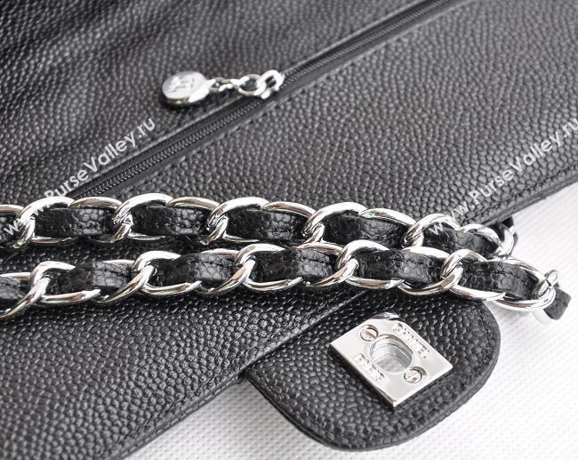 Chanel 1113 large caviar classic flap handbag black bag 5683
