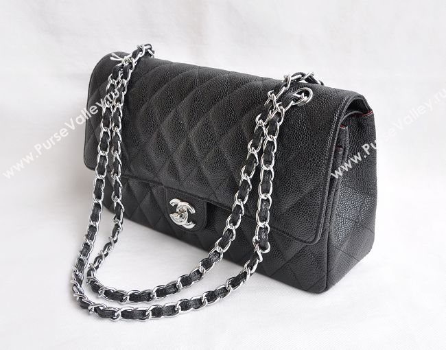 Chanel 1113 large caviar classic flap handbag black bag 5683