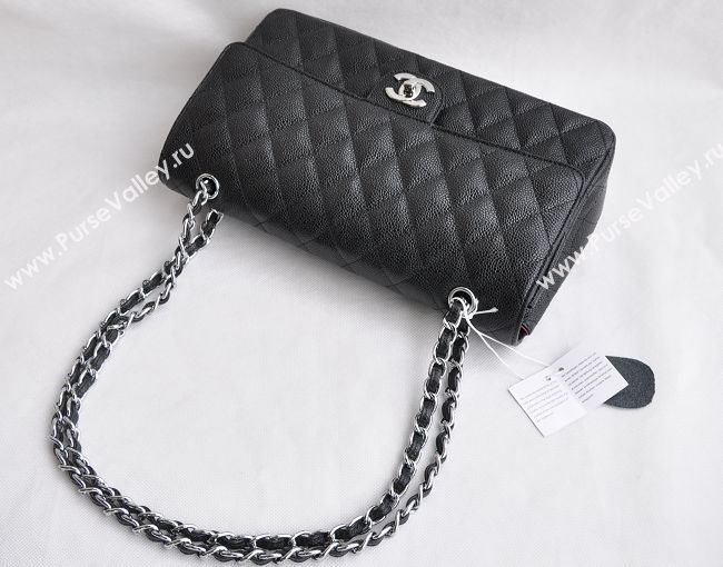 Chanel 1113 large caviar classic flap handbag black bag 5683