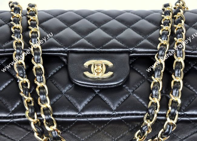 Chanel 1112 classic flap handbag black bag 5686