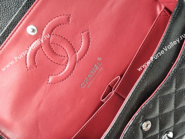 Chanel 1112 caviar leather classic flap handbag black bag 5687