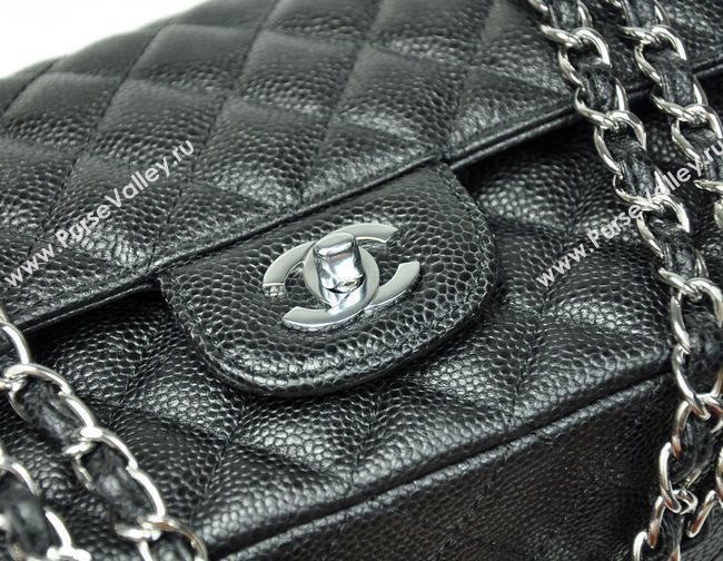 Chanel 1112 caviar leather classic flap handbag black bag 5687