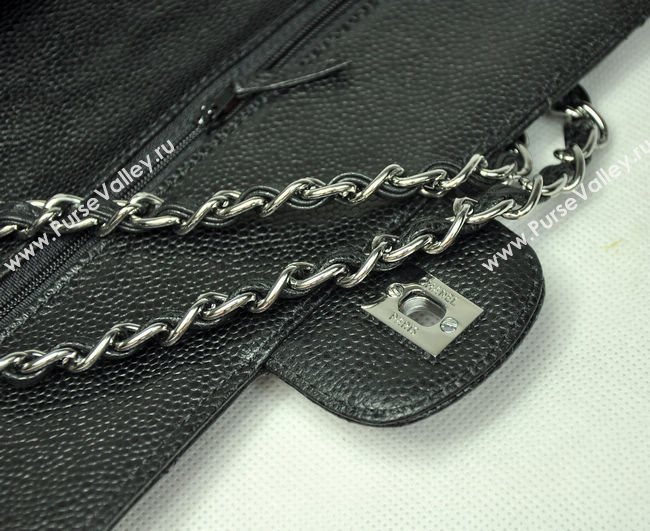 Chanel 1112 caviar leather classic flap handbag black bag 5687