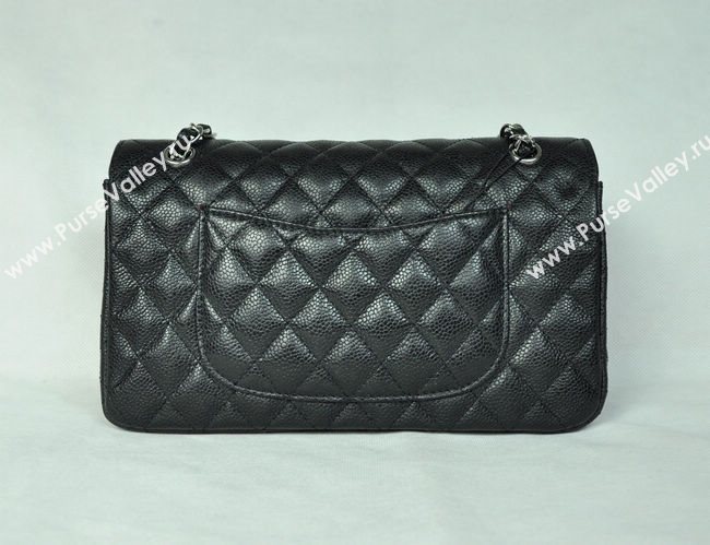 Chanel 1112 caviar leather classic flap handbag black bag 5687