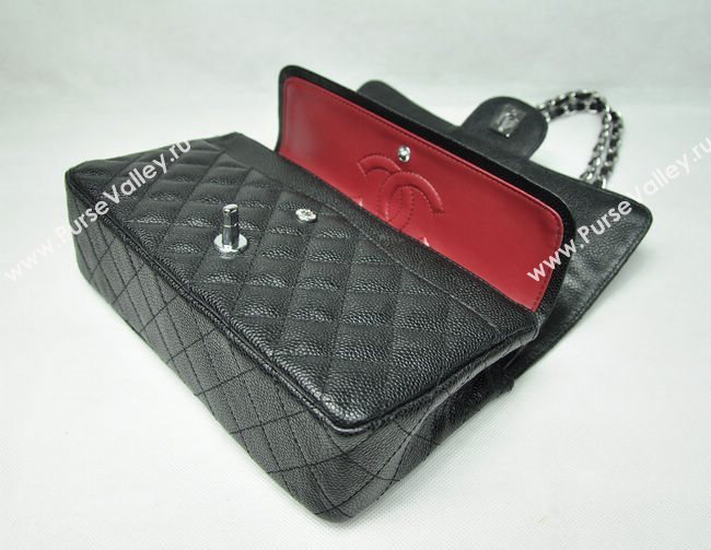 Chanel 1112 caviar leather classic flap handbag black bag 5687