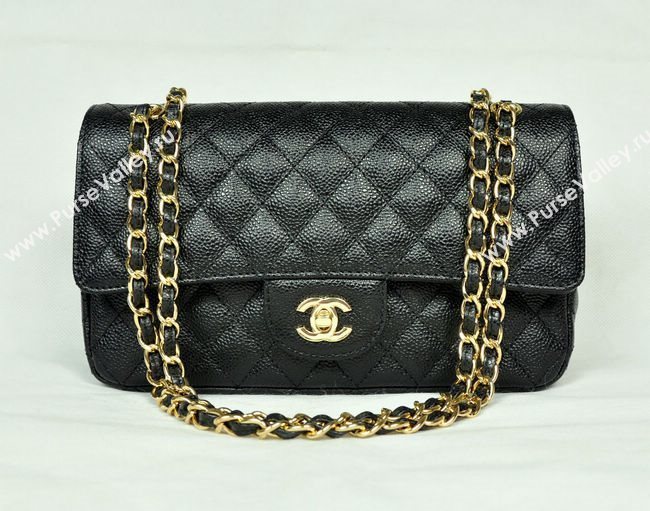 Chanel 1112 caviar leather classic flap handbag black bag 5688