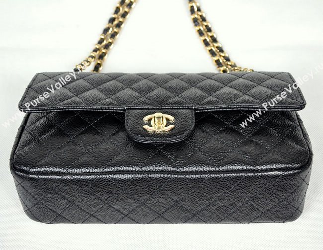 Chanel 1112 caviar leather classic flap handbag black bag 5688
