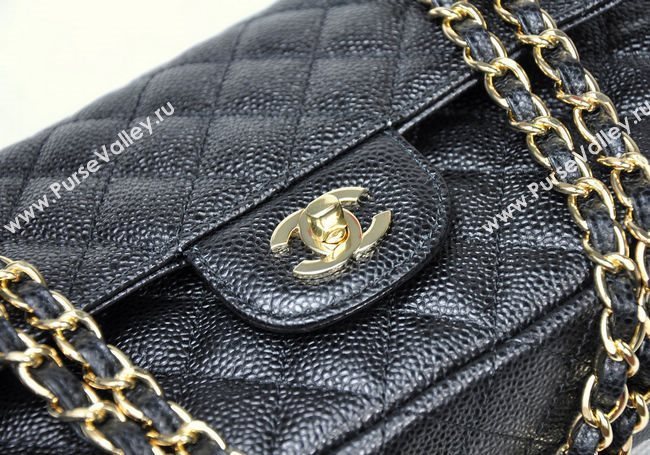 Chanel 1112 caviar leather classic flap handbag black bag 5688