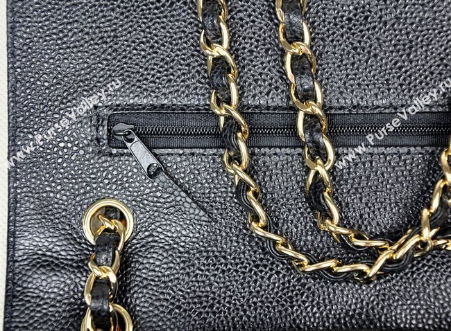 Chanel 1112 caviar leather classic flap handbag black bag 5688