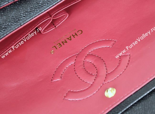 Chanel 1112 caviar leather classic flap handbag black bag 5688