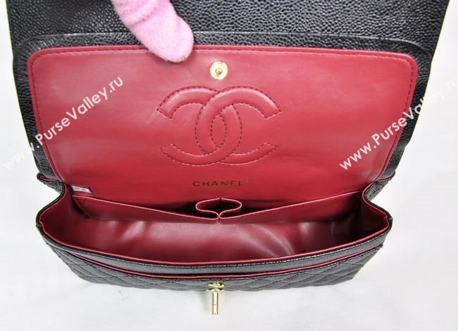Chanel 1112 caviar leather classic flap handbag black bag 5688