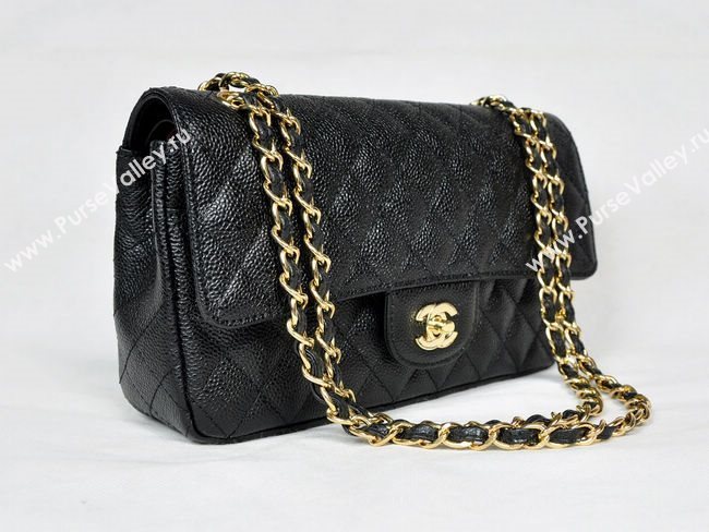 Chanel 1112 caviar leather classic flap handbag black bag 5688