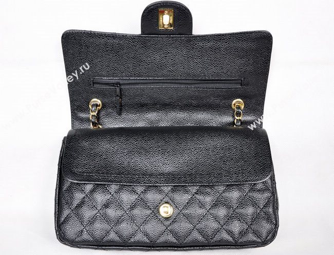 Chanel 1112 caviar leather classic flap handbag black bag 5688