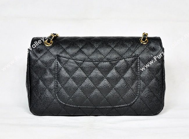 Chanel 1112 caviar leather classic flap handbag black bag 5688