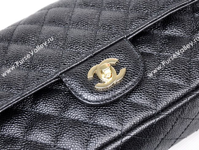 Chanel 1112 caviar leather classic flap handbag black bag 5688