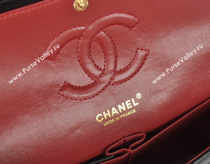 Chanel 1112 leather classic flap handbag black bag 5689