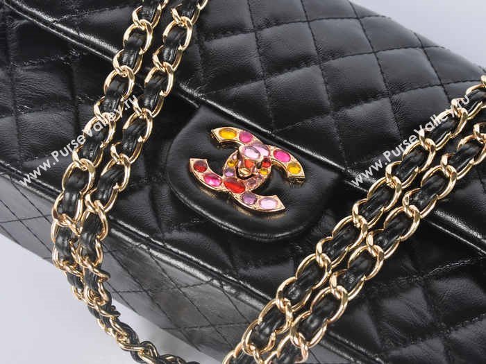Chanel 1112 leather classic flap handbag black bag 5689