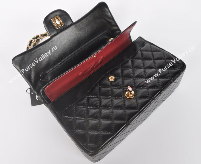 Chanel 1112 leather classic flap handbag black bag 5689