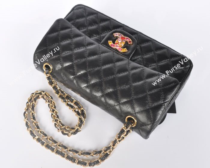 Chanel 1112 leather classic flap handbag black bag 5689