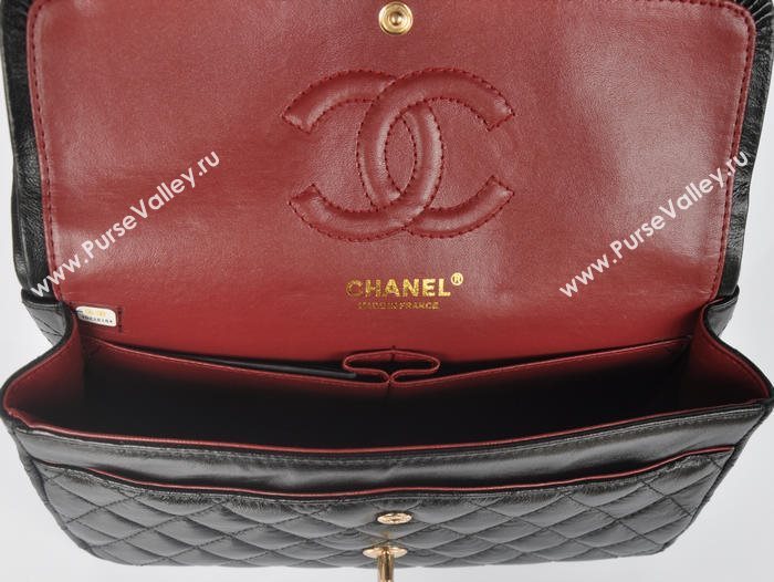 Chanel 1112 leather classic flap handbag black bag 5689