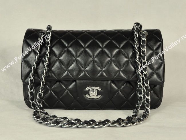 Chanel 1112 leather classic flap handbag black bag 5690