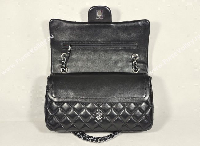 Chanel 1112 leather classic flap handbag black bag 5690
